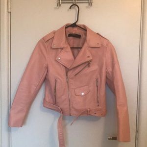 Zara baby pink faux leather jacket